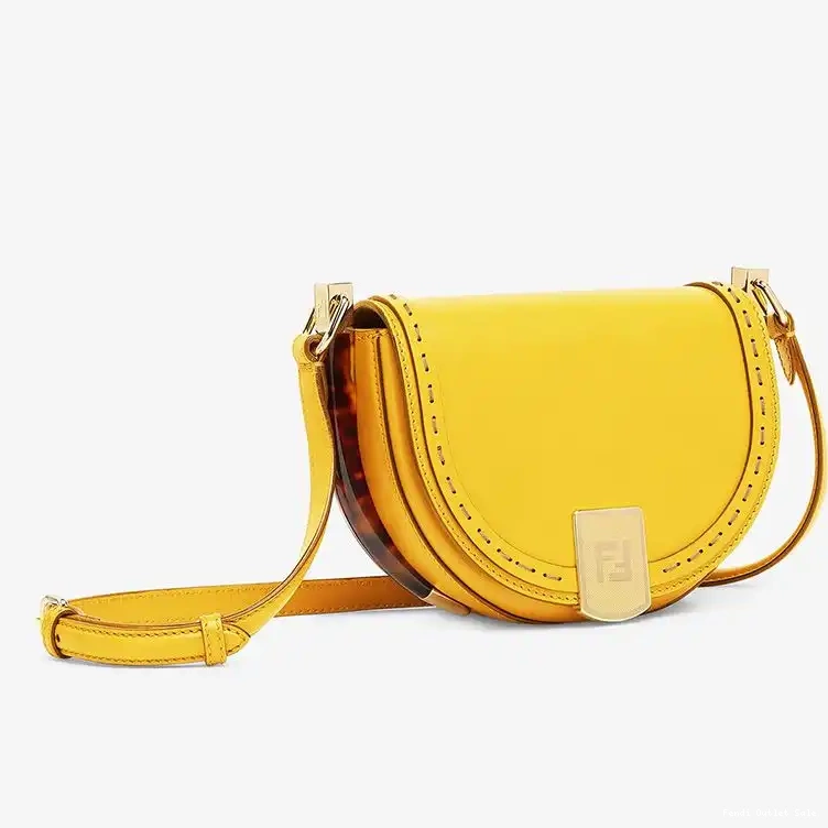 Affordable Fendi Bag Leather In Logo Moonlight Yellow Calf ROMA 0704